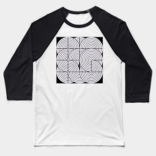 Inverse Arc Grid in Black Baseball T-Shirt